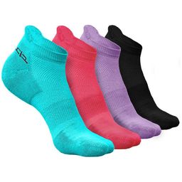 Heelium Women Pack Of 4 Self-Design Breathable Padded Base Ankle-Length Sports Socks-24