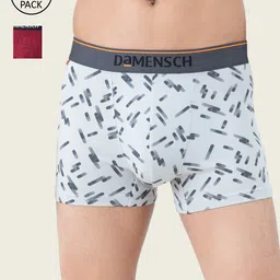 DAMENSCH Men Pack Of 2 Red & Grey Printed Anti Bacterial Trunk-16