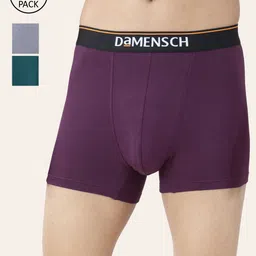 DAMENSCH Men Pack of 3 Solid Cotton Trunks-29