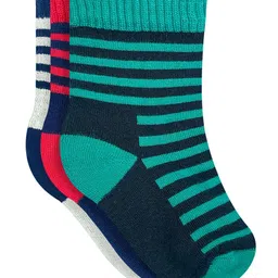Heelium Kids Pack of 3 Striped Calf Length Bamboo Socks-image-79