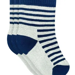 Heelium Kids Pack of 3 Navy Blue Striped Calf Length Bamboo Socks-16