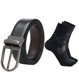 CRUSSET Men Belt & Pack Of 3 Socks Combo Accessory Gift Set-image-10