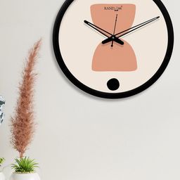 RANDOM Peach-Coloured & Off-White Printed 30 CM Contemporary Analogue Wall Clock-1