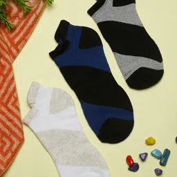 MUTAQINOTI Men Pack Of 3 Ankle-Length Antimicrobial Socks-35