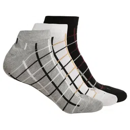 LOUIS STITCH Men Pack Of 3 Checked Ankle-Length Antimicrobial Socks-picture-0