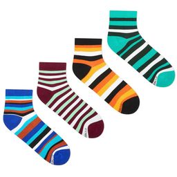 Dynamocks Unisex Pack Of 4 Multicoloured Striped Ankle-Length Socks-9