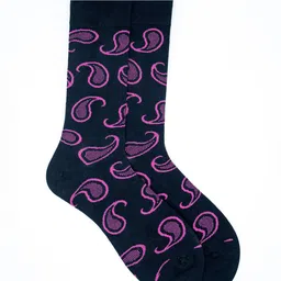 Soxytoes Men Black & Purple Patterned Calf-Length Socks-picture-42