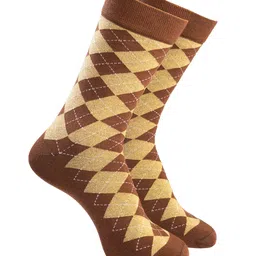 Man Arden Men Brown & Beige Patterned Calf-Length Socks-27