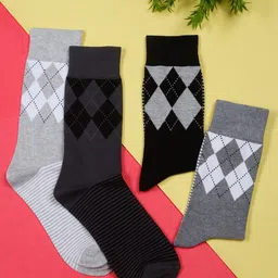 LOUIS STITCH Men Pack Of 4 Assorted Calf-Length Socks-picture-12