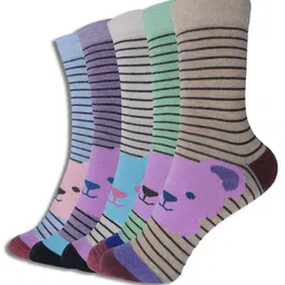 Dollar Socks Kids Pack Of 5 Assorted Patterned Cotton Calf-Length Socks-image-96
