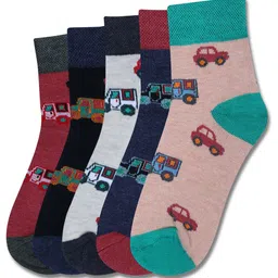Dollar Socks Kids Pack Of 5 Assorted Patterned Cotton Calf Length Socks-image-33