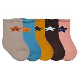 BAESD Kids Pack Of 5  Patterned Towel Ankle Length Socks-41