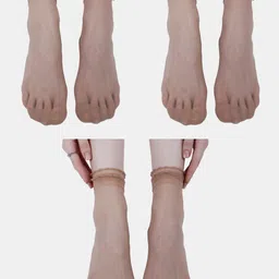 N2S NEXT2SKIN Women Pack Of 3 Sheer Frill Ankle-Length Socks-41