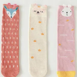 SYGA Kids Pack Of 3 Patterned Pure Cotton Ankle-Length Socks-25