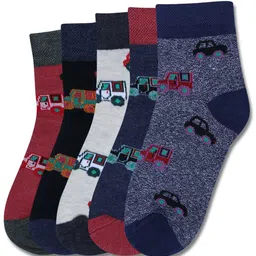 Dollar Socks Kids Pack Of 5 Patterned Cotton Ankle-Length Socks-51