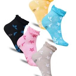 Dollar Socks Pack Of 5 Patterned Cotton Ankle-Length Socks-48