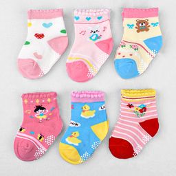 FOOTPRINTS Pack Of 6 Organic Cotton Ankle-Length Socks-image-63
