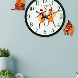 RANDOM White & Orange Printed Contemporary Wall Clock-6