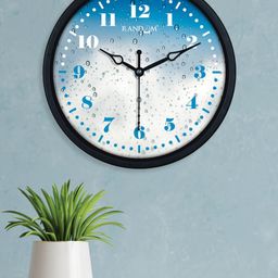 RANDOM White & Blue Printed Contemporary Wall Clock-78