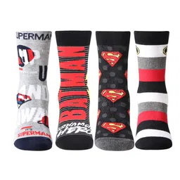 Bonjour Boys Pack Of 4 Multicoloured Superman Batman Crew Socks-10