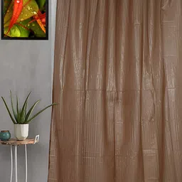 CASA-NEST Brown Shower Curtain With 8 Hooks-image-20