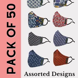 Calvadoss Men Pack Of 50 Assorted 3-Ply Reusable Cotton Cloth Masks-image-20