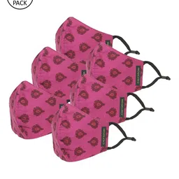 Calvadoss Men Pack Of 6 Magenta Pink & Maroon Printed 3-Ply Reusable Cotton Cloth Masks-image-94