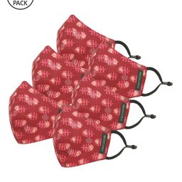 Calvadoss Men Pack Of 6 Red & Pink Printed 3-Ply Reusable Cotton Cloth Masks-image-106
