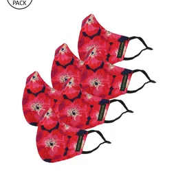 Calvadoss Men Pack Of 6 Red & Black Printed 3-Ply Reusable Cotton Cloth Masks-image-11
