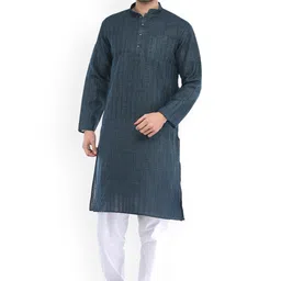 Exotic India Men Regular Pure Cotton Kurta with Pyjamas-picture-9