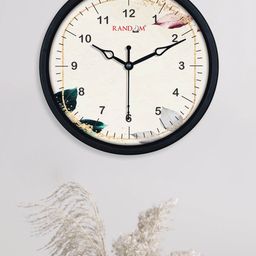 RANDOM Cream-Coloured & Black Printed Plastic Traditional Wall Clock-33