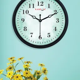 RANDOM Green & White Colourblocked Contemporary Wall Clock-image-94