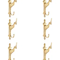 IndianShelf Gold-Toned 6 Pieces Giraffe Head Brass Wall Hooks-image-99