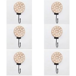 IndianShelf Brown & White 6 Pieces Wood Star Door Hangers Wall Hooks-image-10