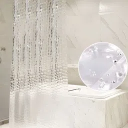 CASA-NEST Transparent Long lasting Shower Curtains With Hooks-image-17