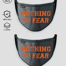 Bewakoof Grey & Orange Pack of 2 Reusbale Cloth Masks-50