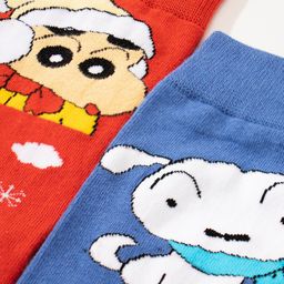 Thela Gaadi Pack Of 2 Shinchan & Shiro Patterned Calf-Length Socks image 5