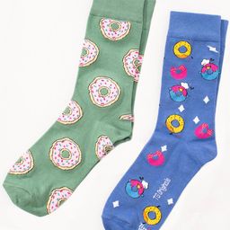Thela Gaadi Unisex Pack Of 2 Double Donut Patterned Calf Length Socks-20