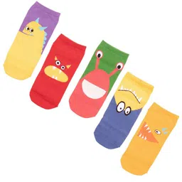 Thela Gaadi Kids Pack Of 5 Patterned Ankle Length Socks-image-85