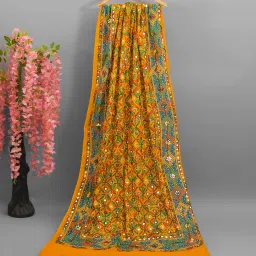 Cotton Blend Embroidered Multicolor Women Dupatta-image-57