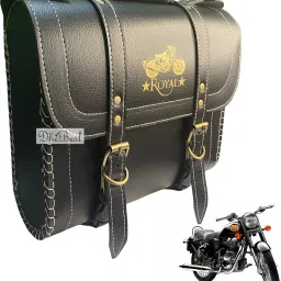 Bike Saddle Bag Waterproof Golden Buckle Black for Royal Enfield 350 Twin Spark Saddle Bag Black Leatherette Motorbike Saddlebag-picture-19
