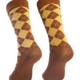 Man Arden Men Brown & Beige Patterned Calf-Length Socks image 5
