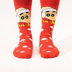 Thela Gaadi Pack Of 2 Shinchan & Shiro Patterned Calf-Length Socks image 3