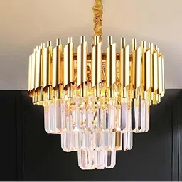 shreshtha crystal Gold polish metal 400mm chandelier hanging ceiling pendant jhoomer Chandelier Ceiling Lamp-picture-16
