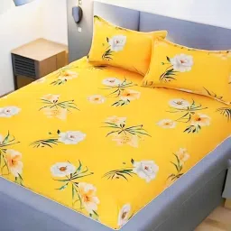 220 TC Cotton King Floral Fitted (Elastic) Bedsheet-image-34