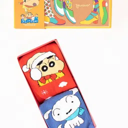 Thela Gaadi Pack Of 2 Shinchan & Shiro Patterned Calf-Length Socks image 4