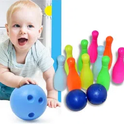 tirth Bowling Toy Set with 10 Bottles and 2 Balls Game image 2