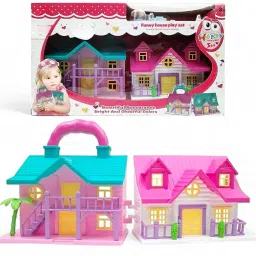 Funny House For Kids, Two Foldable House Set, with Accessories [19Pcs Set]-image-19