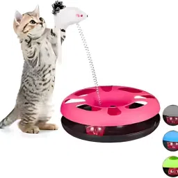 Cat Happy Circle with Spinning Ball, Bell & Teasing Stick for Cats & Kittens Plastic Training Aid, Tug Toy For Dog & Cat-28