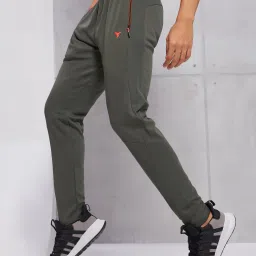 Men Solid Green Track Pants-image-7